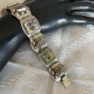 Vintage Sterling Abalone Bracelet NECHO Mexico